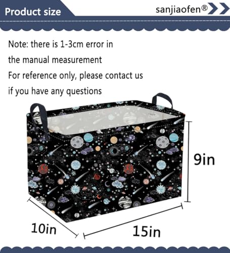 Image of Sanjiaofeng Rectangular Moon and Stars Basket Waterproof Foldable Kids Laundry Basket Baby Baskets for Boys and Girls Cute Toy Storage Organizer Bin Star Room Decor(Starry Sky)
