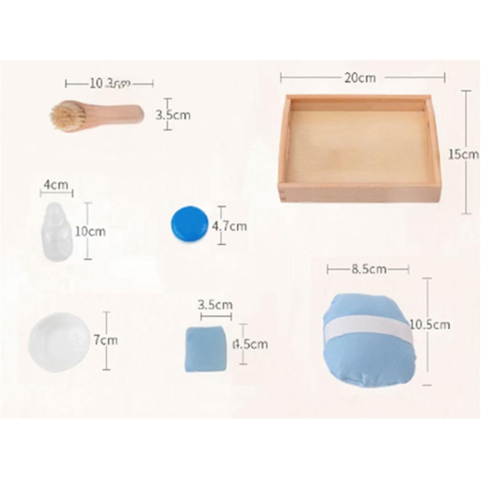 Montessori Reinigungsbürsten-Set für Kleinkinder, Holz-Schuhpflege-Set mit Tablett, Feinmotorik- und Hand-Auge-Koordination Spielzeug,Polish Shoes