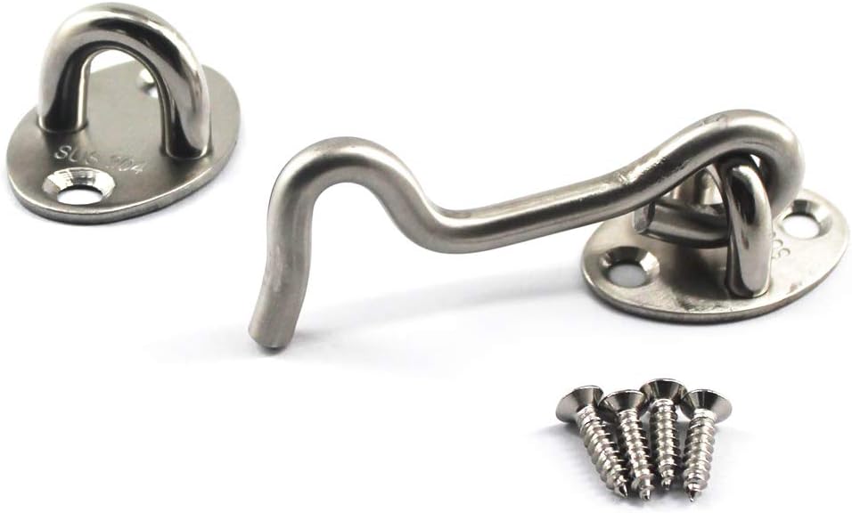 (4 Pieces) 304 Stainless Steel Cabin Hooks Door Latch Hook and Eye