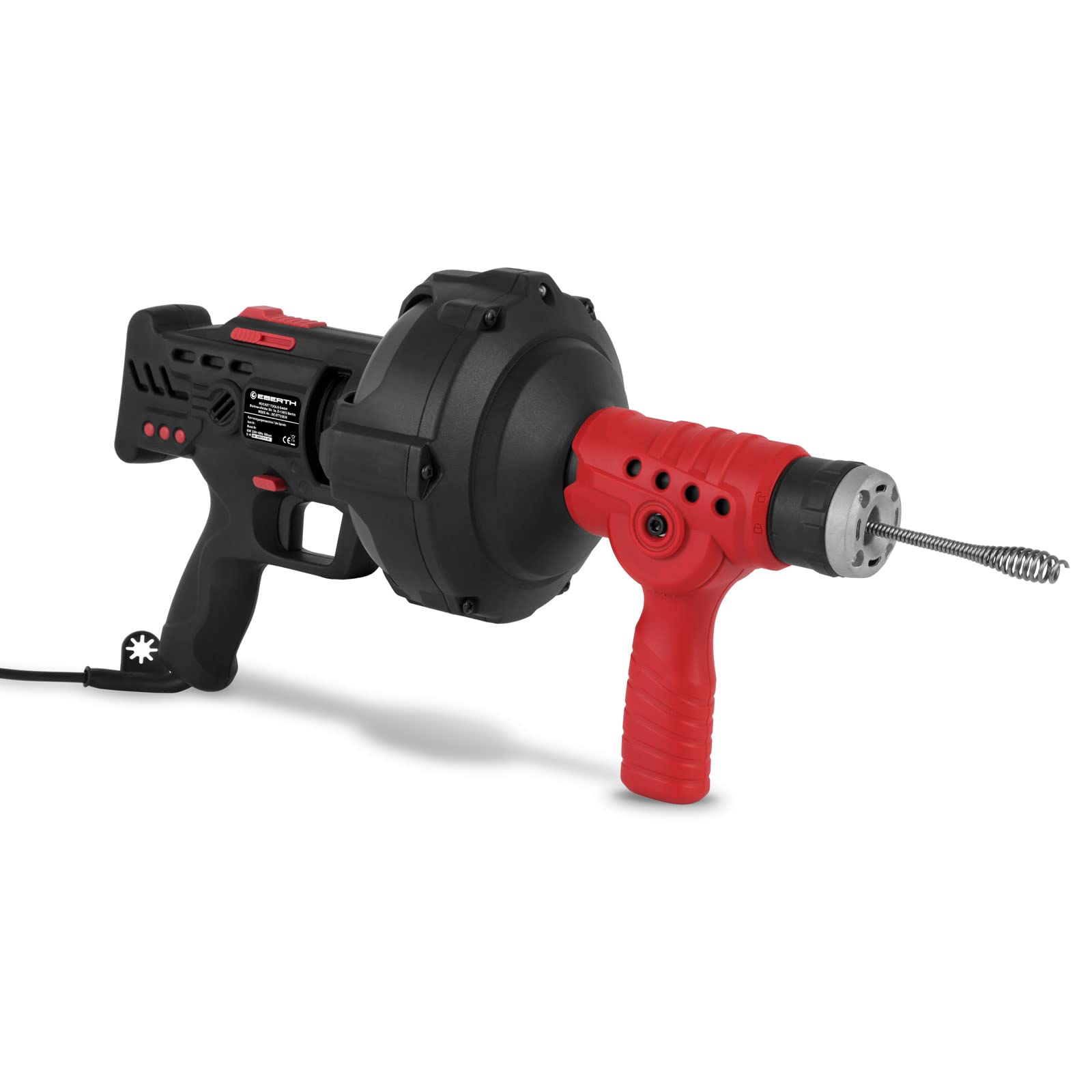 EBERTH Spazzola per Tubi Macchina per la Pulizia dei Tubi Elettrico con Spirale di 7,6m (560 rpm, 230V, Diametro della Spirale 11mm, per Tubi di 2-5 cm di Diametro, Marcia Avanti e Indietro)
