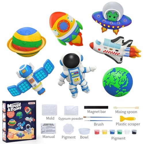 Image of Amitasha DIY Mould Paint Craft kit for Kids, Paint Your Plaster Figurine Set with Pigments, Palette & Mold Art & Craft Set - Educational Toy for 3-12+ Year Old Boys Girls