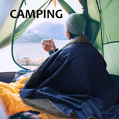 Image of Tirrinia Large Waterproof Outdoor Blanket, Soft Warm Windproof Stadium Blanket with Sherpa Fleece and Foldable for Outdoor Sport, Baseball, Football, Beach, Concerts, Car