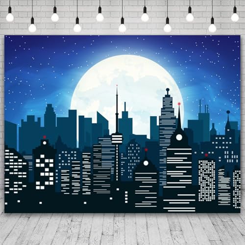 Fondo fotográfico vinilo 8x6ft ciudad cartoon para fiesta miniatura 3