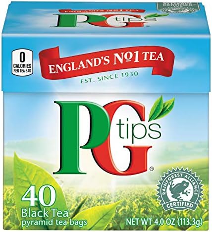 Pg Tips Premium Black Tea For a Classic Caffeinated Beverage,Pyramid Black Tea Bags,40 Count (Pack of 6)