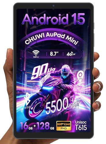 8 �C���` �^�u���b�gCHUWI AuPad Mini Android 15 �^�u���b�g90Hz�̍����t���b�V�����[�g�A8.7�C���` wi-fi���f���A16GB RAM+128GB+1TB �A8�R�A T615 CPU�A365g���y�ʁAWidevine L1