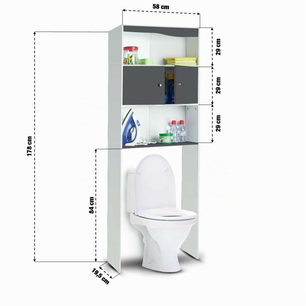 OSE - Mueble estantería para WC de 2 Puertas con Efecto Madera
