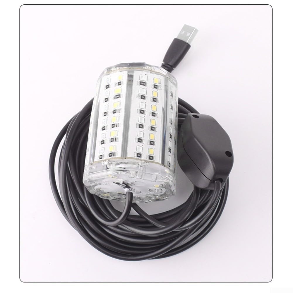 Lampe de pêche sous-marine rechargeable par USB IP68 étanche 10 m câble bicolore pour la pêche de nuit