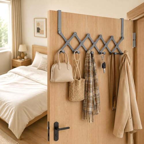 Porte-manteau extensible porte multifonctionnel 6 crochets - 7