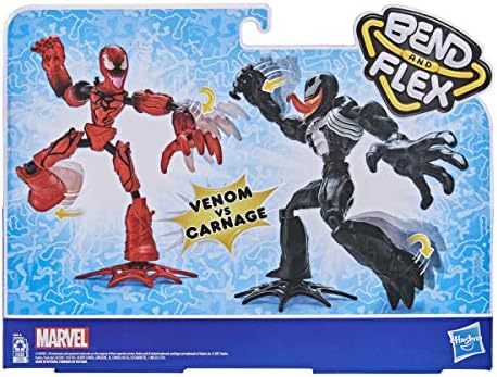 Marvel Spider-Man Bend and Flex Venom Vs. Carnage Action Figure Toys, 6-inch Flexible Figures, For Kids Ages 4 And Up