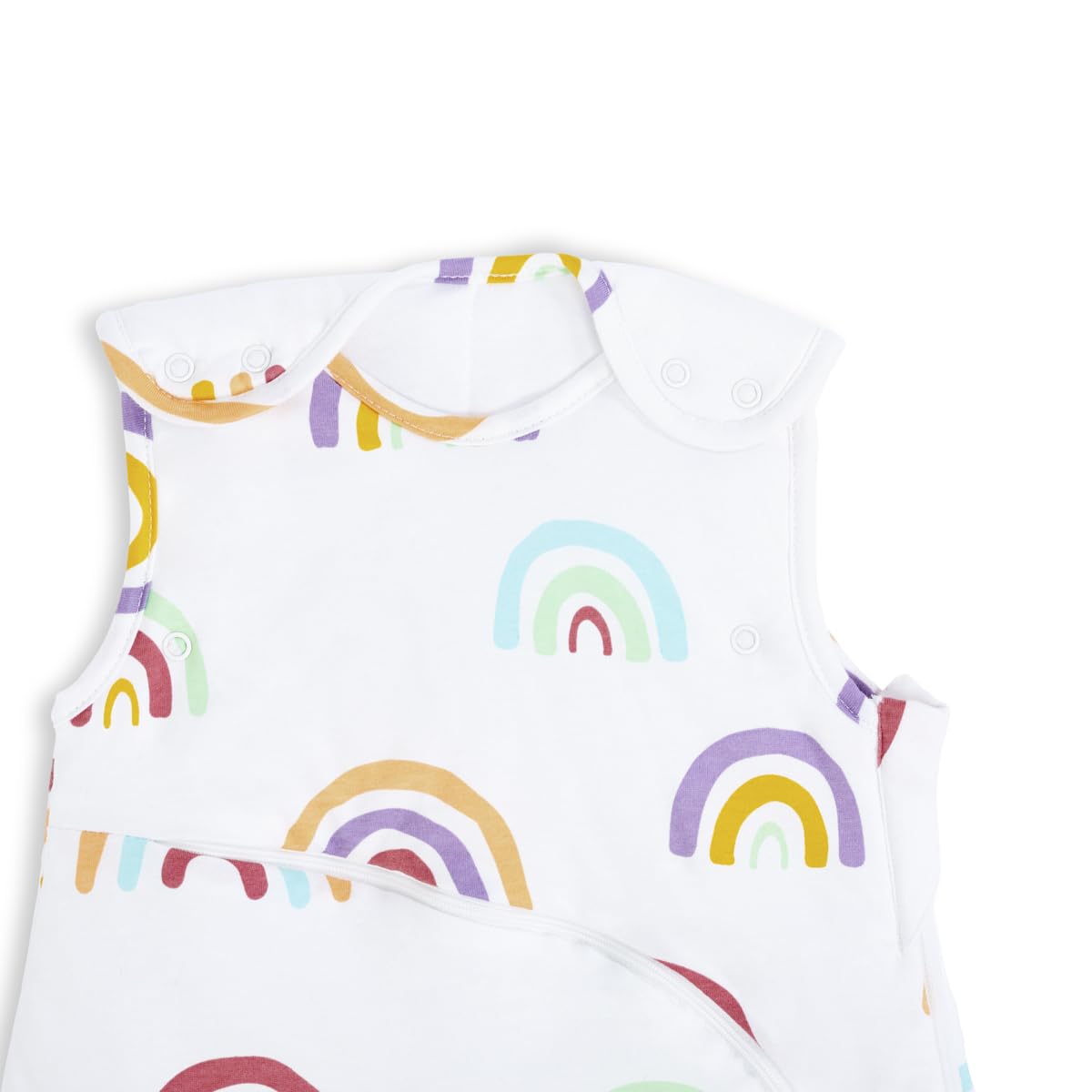 Snuz Saco de dormir para bebé con cremallera para cambiar pañales fácilmente, algodón súper suave, cumple con la norma de seguridad británica, arcoíris, 1 tog 6-18 meses