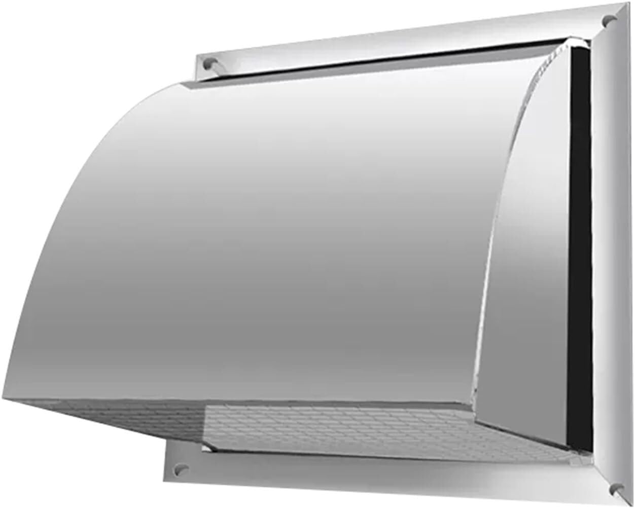JvFbjLF 304 Stainless Steel Vent Exterior Windshield Kitchen Exhaust Vent Square Exhaust Fan Cover(8inches)