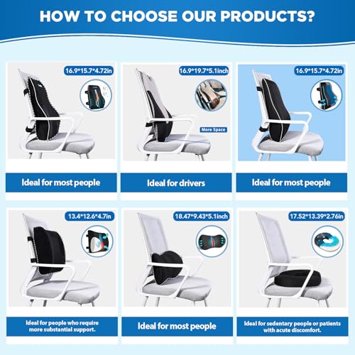 Gel Lumbar Support Pillow for Office Chair Car, Gaming Chair Lower Back Pain Relief Memory Foam Cushion with 3D Mesh Cover Ergonomic Orthopedic Back Rest - Thumbnail 6