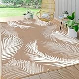 Pauwer Waterproof Outdoor Rug 5x8, Reversible Plastic Straw Patio Camping Rug, Indoor Outdoor RV Mat Carpet for Deck, Camper, Porch, Balcony, Backyard, Picnic, Leaf Brown