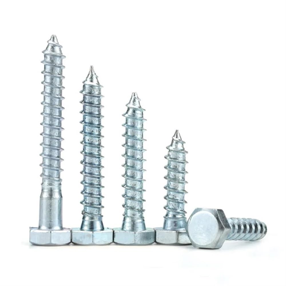LOEASE 10pcs External Hexagon Hex Cap Head Self Tapping Screws Bolts For Wood Thread Diameter M6 Length 20-60mm (Color : 20mm, Size : M6-10Pcs)