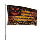AVOIN colorlife Stripes Halloween Flag 3x5 FT Double Sided, Jack O Lantern Large House Flag Party Yard Outdoor Decoration