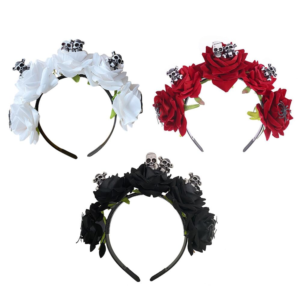 Halloween Blumen Stirnband Mit Schwarzen Rosen - Gothic Krone Für Cosplay