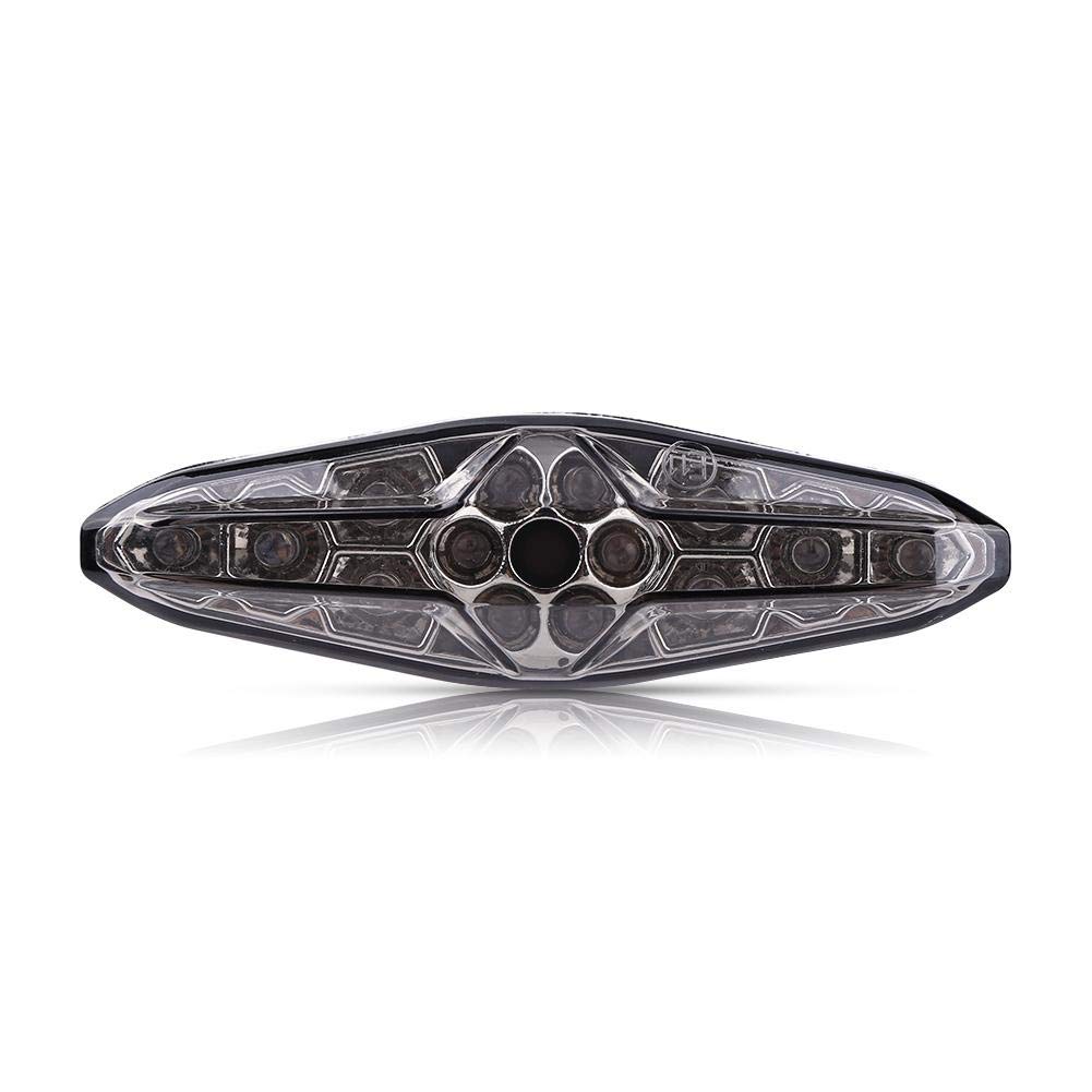 Qiilu Luz trasera del freno de la motocicleta, 12V 15 LED Luz trasera de marcha trasera Luz trasera para Universal ATV Dirt Bike(gris)