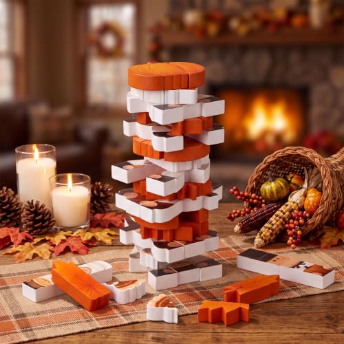 Wenqik 48 Pcs Thanksgiving Wooden Block Stacking Balance Game Toy by Wenqik - Used condition - Image 3