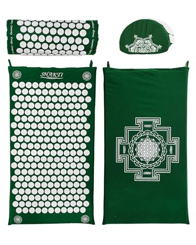 ShaktiMat Classic Acupressure Mat & Neck Pillow Set, Level 2 Intensity in Green, Sustainable & Durable, Relieves Stress & Tension, Promotes Relaxation & Focus, FSA/HSA Eligible
