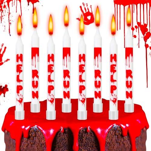12 Pcs Bloody Handprint Birthday Candles Scary Halloween Cake Dec...