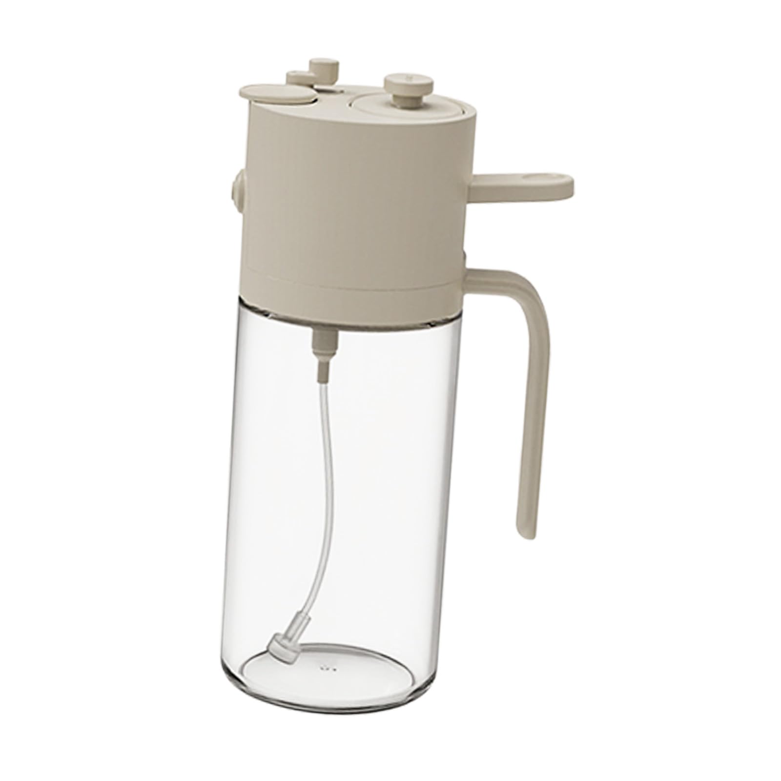 Btgghytr Practical Glass Cooking Oil Bottle 550ml with Push Button Lid and Comfortable Handle Ergonomic Oil Pourer Glass Texture Auto Sealing Dispenser
