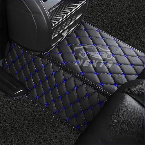 Image of Premium 7D Car Floor Mat Full Set for Nissan Gravite|| Luxury Leather with Grass Mat Complete Set || 100% Waterproof and Washable (Black and Blue)