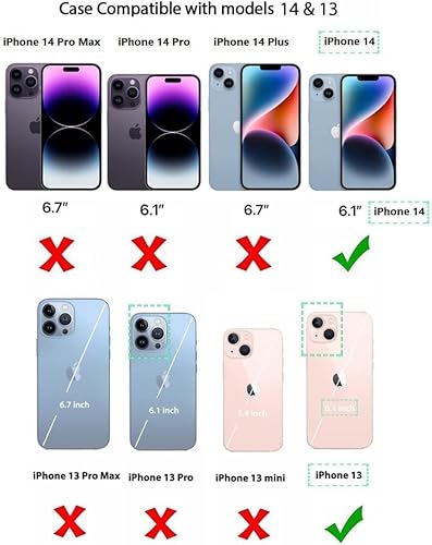 Miniatura 9 de uCOLOR Funda de piel con tapa para tarjetas compatible con iPhone 13 6.1, iPhone 14 6.1, mujeres y niñas con tarjetero y función atril (lunares con