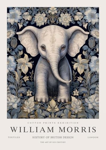 Affiche William Morris éléphant abstrait 40x60cm art mural