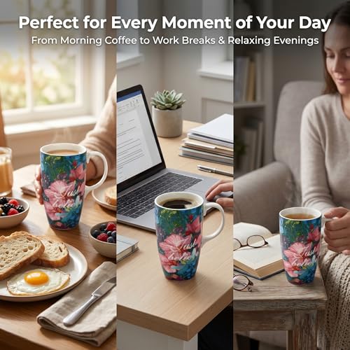 Taza de viaje cerámica 17oz con tapa flores inspiradoras miniatura 3