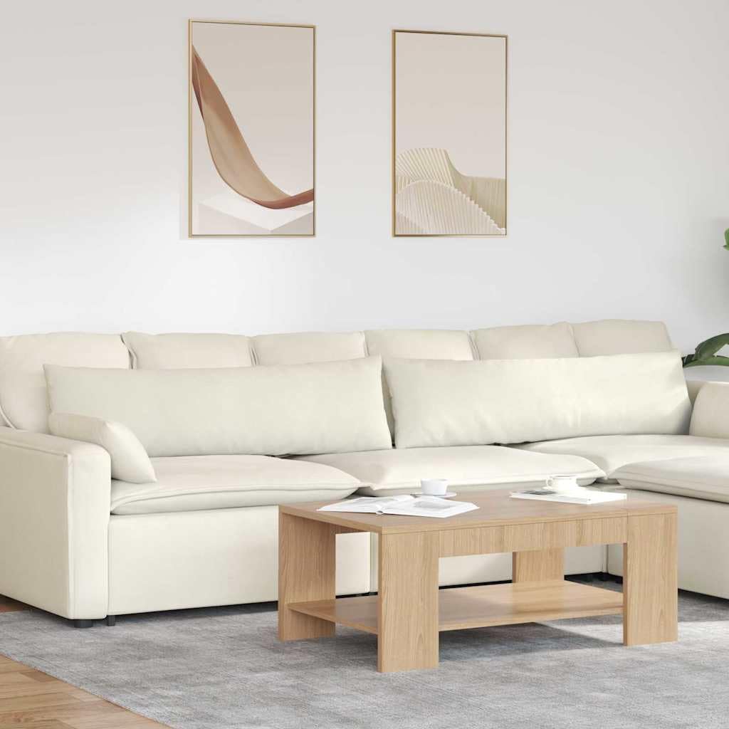 Cuscini da Divano 2 pcs Crema 145 x 40 cm Tessuto in Cords con Fibra di Poliestere Imbottitura Morbida Sfoderabili per Soggiorno Camera Studio Comfort Ergonomico