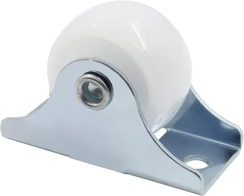 Miniatura 4 de 20 ruedas giratorias de 1 pulgada, rígidas, no giratorias, con placa superior de metal, ruedas de plástico duro blanco para muebles, color plateado