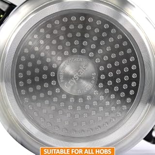 6 Litre Dual Handle Pressure Cooker for Kitchen & Catering, Aluminium + Stainless Steel, Suitable for all Hob Types Including Induction Hob - Silver