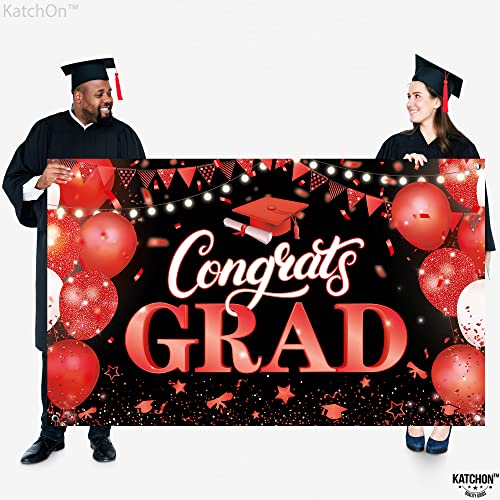 Image of KatchOn, XtraLarge Congrats Grad Banner - 72x44 Inch, Congratulations Banner | Grad Class of 2026 for Red and Black Graduation Decorations 2026 Grad Party Decorations Graduation Backdrop