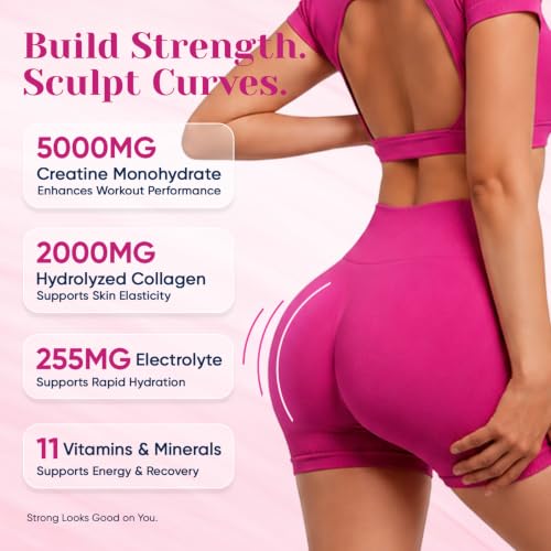Image of 18 in 1 Creatine for Women with Collagen & Creatine Monohydrate 10.58 OZ | With Collagen, Myo & D-Chiro Inositol, Electrolytes & Vitamins for Strength, Recovery & Skin Support, Sugar Free