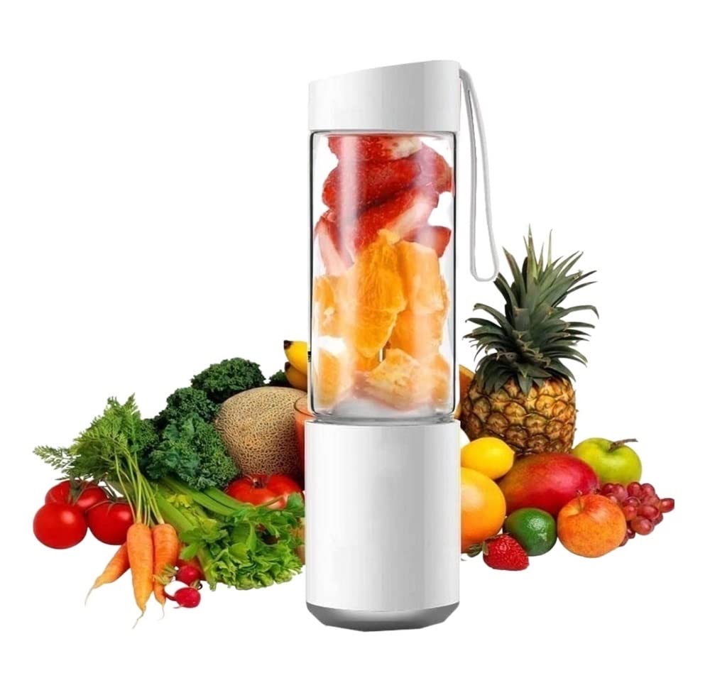 Przenośny blender do koktajli i smoothie, ładowany przez USB blender osobisty, miniaturowy ręczny blender do soków do podróży, sportu, kuchni (kolor: różowy) (biały)