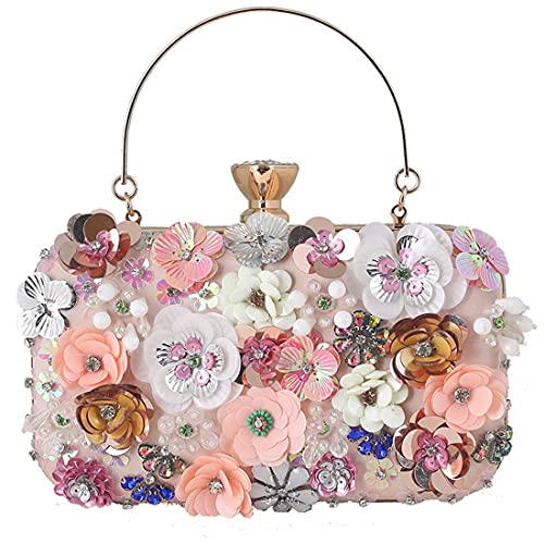 LAIFEKE Bolso De Noche De Flores Para Mujer A La Moda Bolso De Mano Para Mujer Bolso De Mano Para Fiesta (Rosa) Cover
