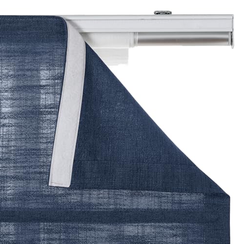 Image of TWOPAGES Liz No Drill Cordless Roman Shades Linen Textured Roman Blinds for Windows, Custom Made Room Darkening Blackout Roman Window Shades, Hardware Included, Navy Blue, 1 Piece