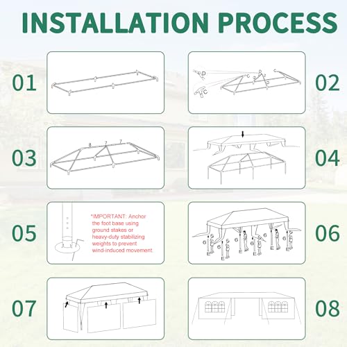 Image of 10' x 20' White Gazebo Canopy Tent Featuring 4 Removable Sidewalls, Outdoor Shade Shelter with Transparent Windows, Ideal for Parties, Backyard, Birthdays, Events, Gatherings, Patio, Birthday