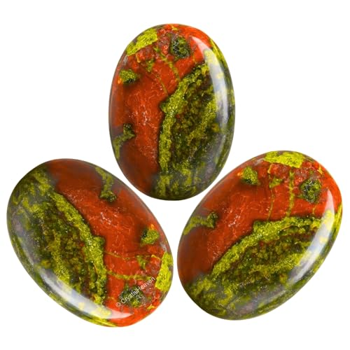 Image of Certified Dragon Bloodstone Crystal Palm Pebbles Stones for Anxiety Stress Relief Massage - AAA Grade Original Healing Gemstone Agate Palm Stone for Yoga Meditation Spiritual Reiki Feng Shui