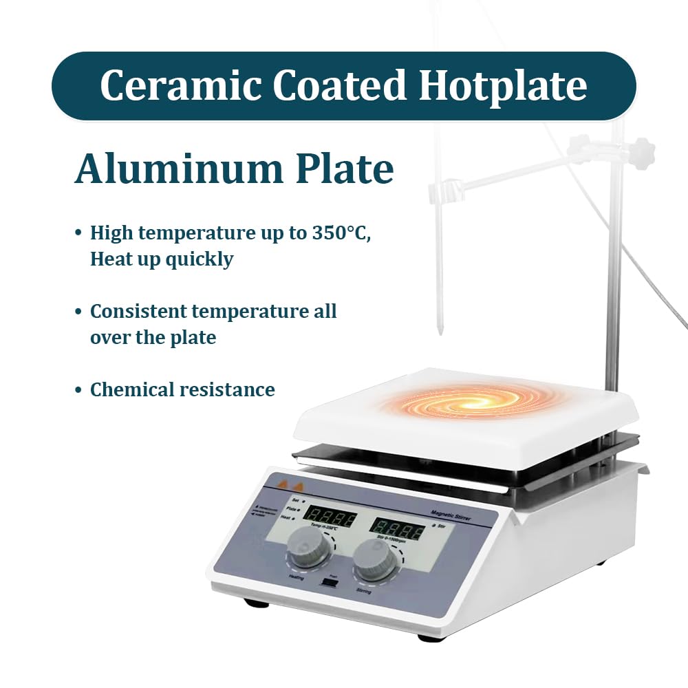 Labor Magnetrührer Heizplatte 0~1500rpm 350°C Magnetmischer Mixer Heizung Kontrolle Digitalanzeige Rührart mit Sensor