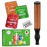 F.MERZCA® Atemkette Rauchentwöhnung Schwarz – Premium Zigarettenersatz & Rauchfrei Hilfsmittel mit echtem Widerstand & Aroma-Kapsel-Filtern (Wassermelone, Minze, Kaffee) – Nikotinfreie Alternative