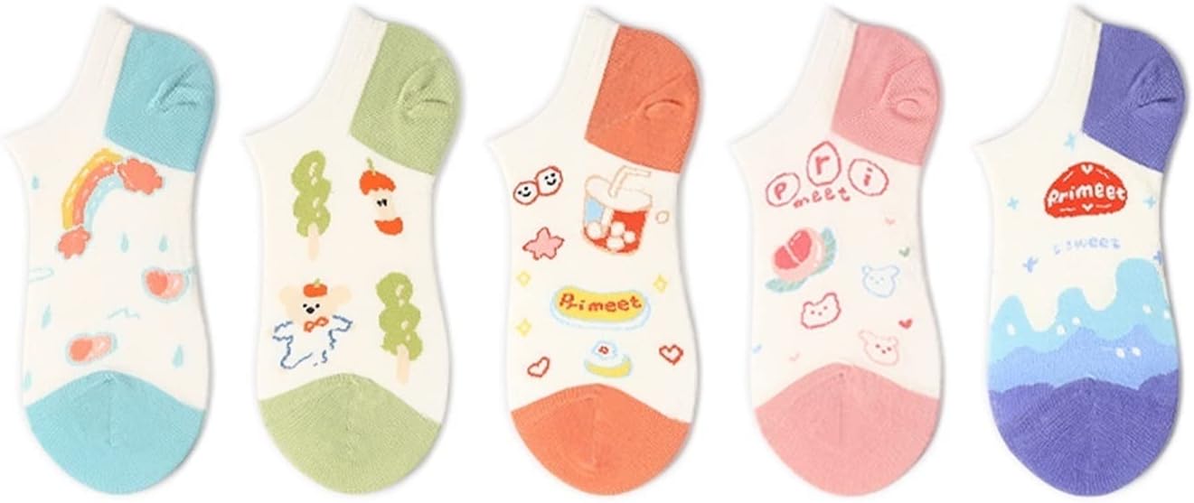 Women's Socks Original Socks Women Summer Thin Shallow Mouth Socks Cute Fruit Boat Socks Invisible Socks Cute and Sweet Design Women's Stockings(L)