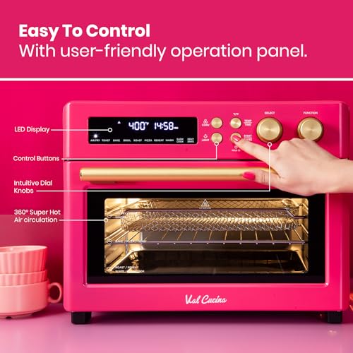 Limited-Edition-Happy-Pink-Infrared-Heating-Air-Fryer-Toaster-Oven-Extra-Large-Countertop-Convection-Oven-10-in-1-Combo-6-Slice-Toast-Enamel-Baking-Pan-Easy-Clean-with-Recipe-Book Limited Edition Happy Pink Infrared Heating Air Fryer Toaster Oven Extra Large Countertop Convection Oven 10 in 1 Combo 6 Slice Toast Enamel Baking Pan Easy Clean with Recipe Book