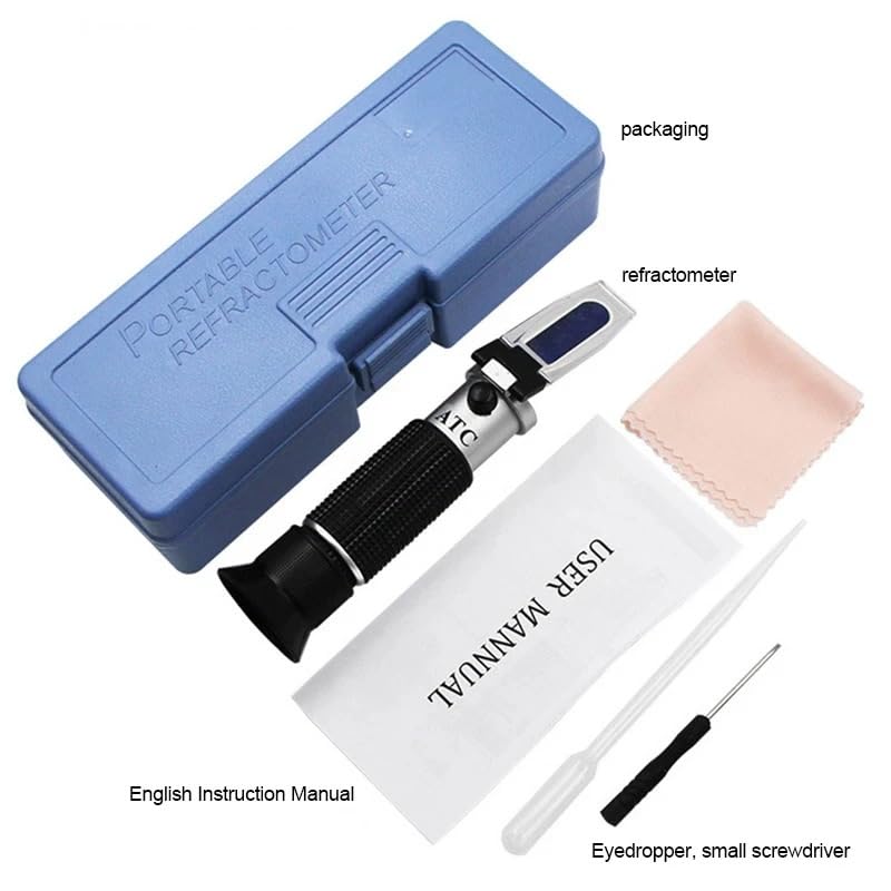 Meter 0-32% 58-90% 0-80% Refractometer Sugar & Alcohol Meter Measurement Tool Fruit Wine Honey Sugar Bees Water Test(3-in-1 Honey Brix)
