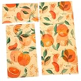 MUELODSIC 3 Blätter Bienenwachstücher aus Bio bienenwachs Wiederverwendbare Frischhaltetücher Umweltfreundliche Lebensmittel wachstücher für Küche und Restaurant Einfaches Nachhaltiges