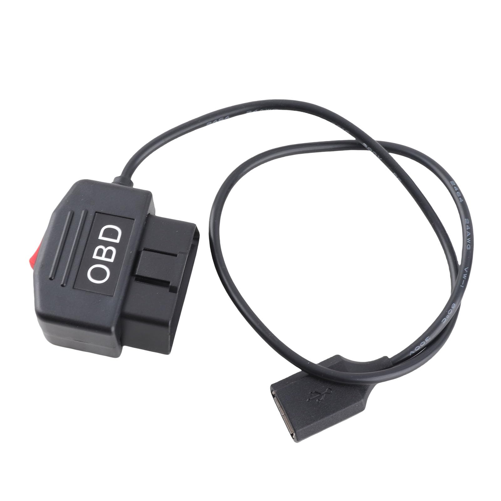 Kabel Zasilający OBD z Zabezpieczeniem Przed Niskim Napięciem, Wyjście 3A, Plug and Play, Kompatybilny ze Wszystkimi Modelami OBD, z Portem Mini USB do Kamery Samochodowej, DVR,