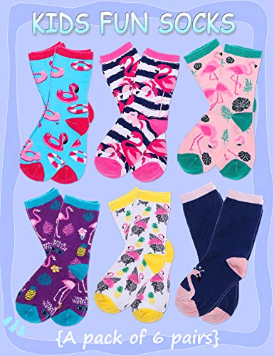 Image of Anlisim Girls Socks Cute Animal Pattern Cartoon Novelty Fashion Soft Cotton Socks 6 Pairs