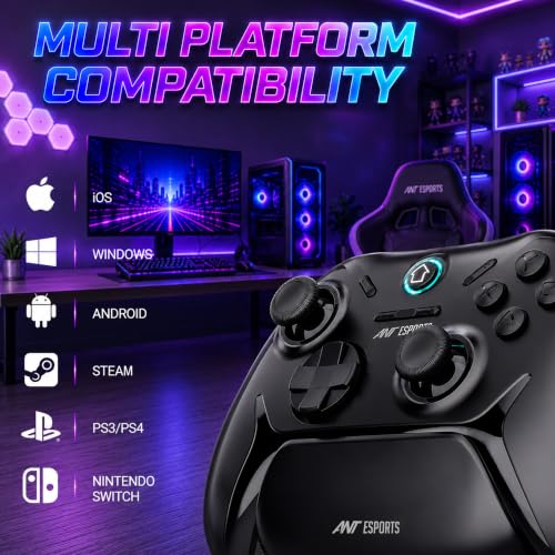 Image of Ant Esports ULTRANOVA Tri-Mode Wireless Gamepad with Drift Free TMR Joysticks & Triggers, Charging Dock, 1000Hz Polling, Turbo, Macro, Bluetooth, 2.4GHz, USB-C, PC, Switch, Android, iOS, PS4