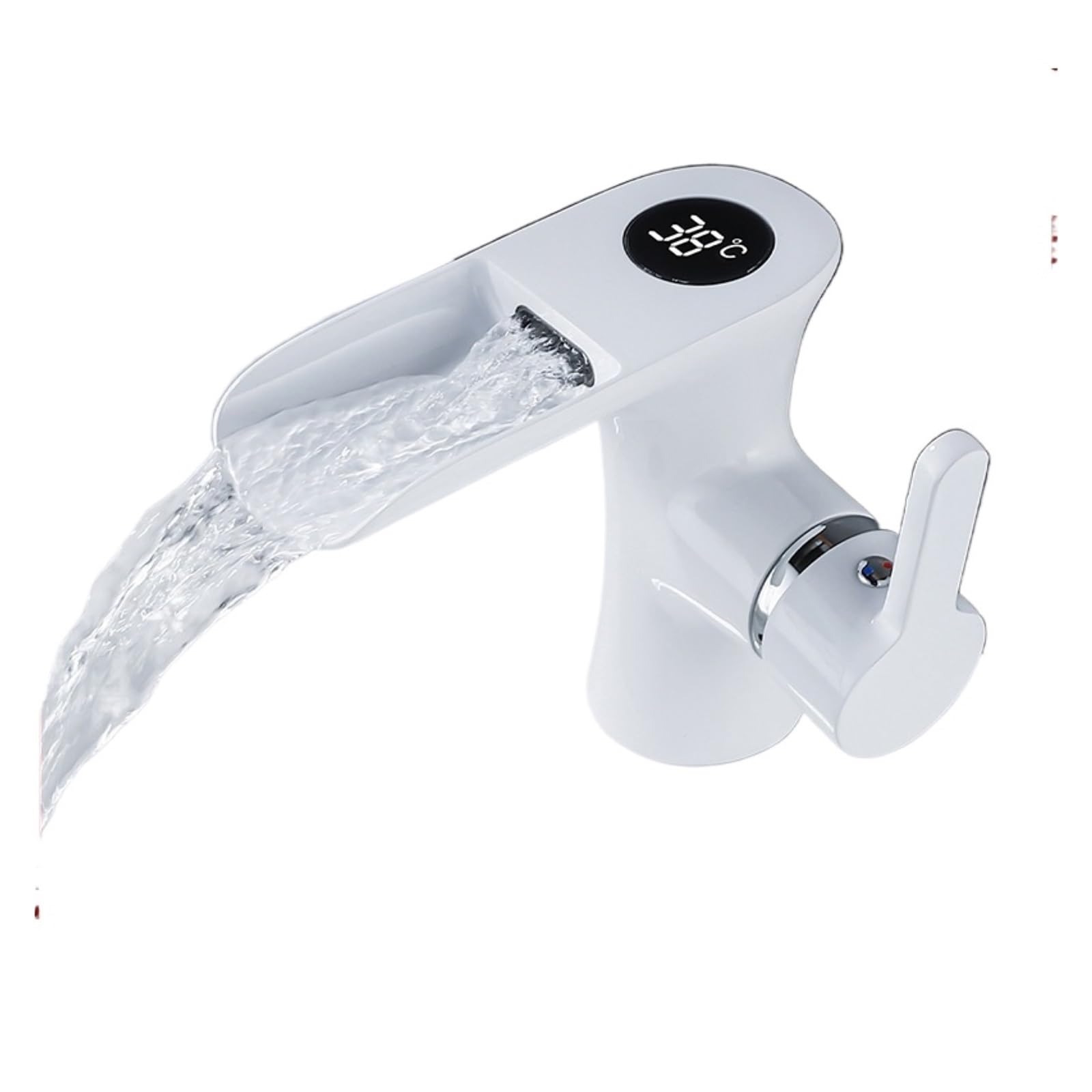 Black Brass LED Waterfall Basin Faucet, Single Handle Hot Cold Bathroom Tap,Safe and Reliable(Bianco)