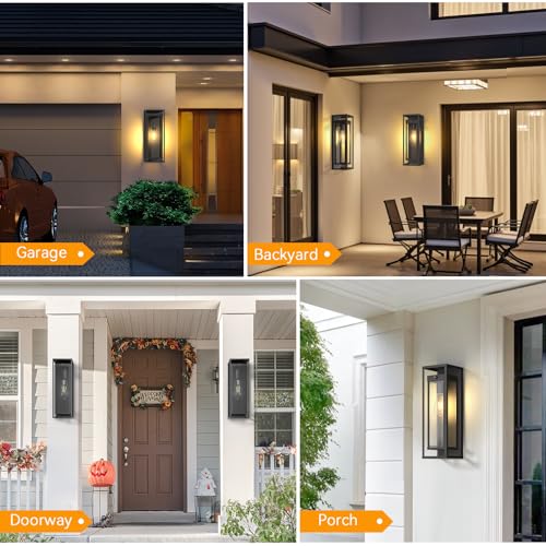 Image of Dusk to Dawn Outdoor Wall Light 15in Waterproof Large Porch Sconce